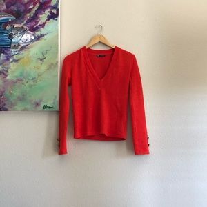 Orange V-Neck Sweater